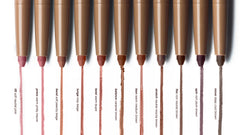 swatch of peptide lip shape with shade names